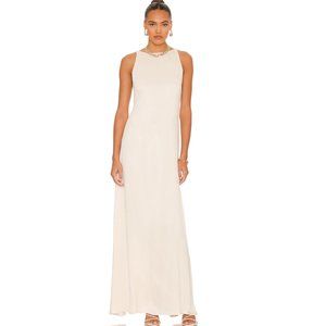 L'Academie Acton Maxi Dress in Ivory Satin NWOT Size Small